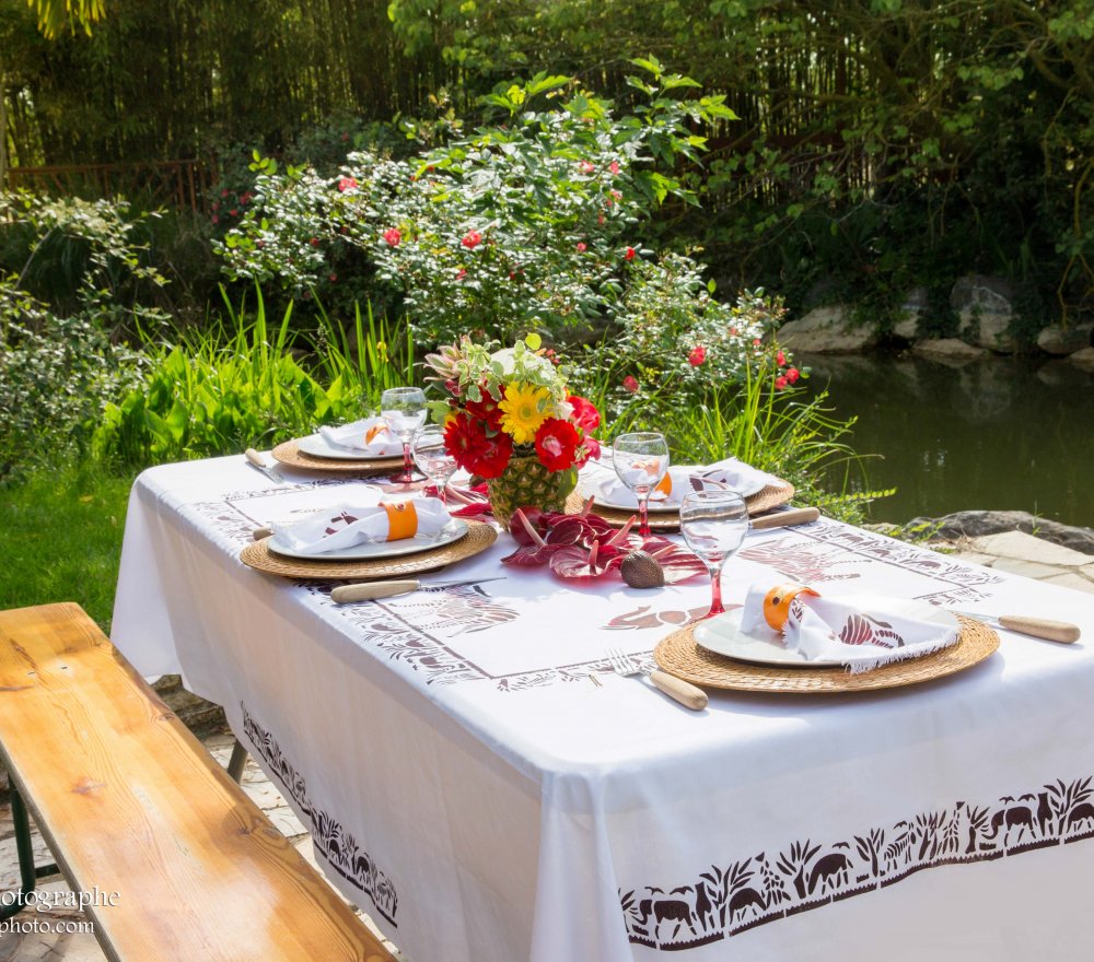 Décoration de table mariage exotique, mariage thème Afrique 